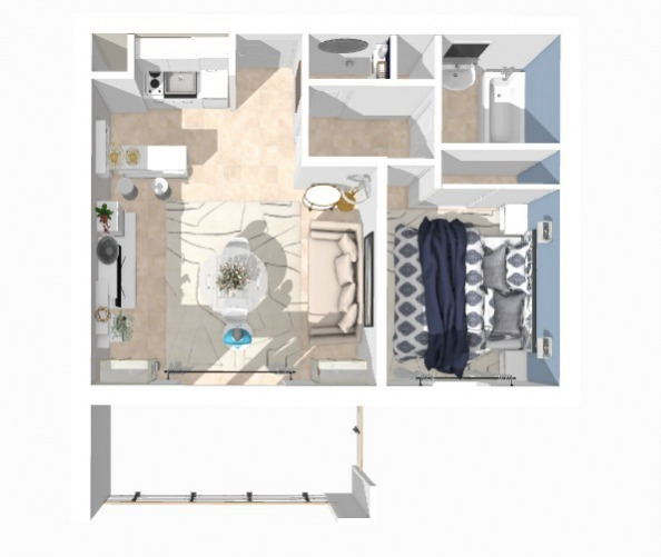 Appartement T2 à visiter en 3D